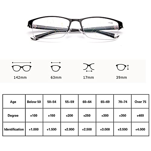 EYEphd Gafas de Lectura multifocales progresivas con Zoom automático Inteligente para Hombres, Gafas de Sol fotocromáticas para Exteriores / UV400 Ampliación +1.0 a +3.0,A2,+3.0