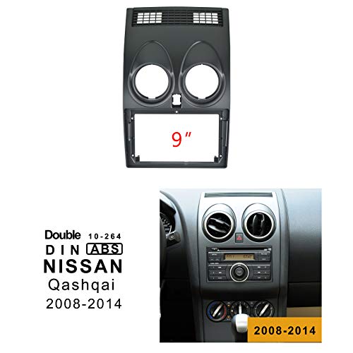 EZoneTronics - Marco facial de 9 pulgadas para Nissan Qashqai 2008-2014 especial para radio de coche estéreo Marcos en el salpicadero Kits de instalación doble DIN