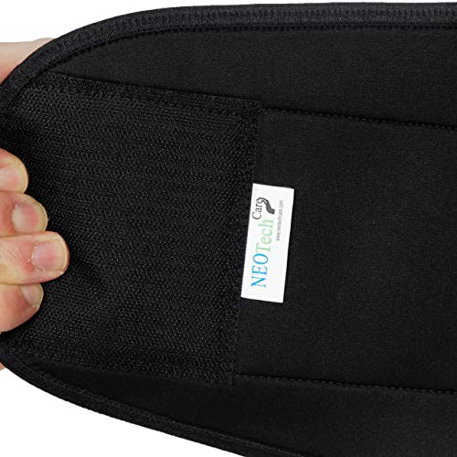 Faja lumbar de neopreno con tiras dobles de compresión - Sujeción para la parte baja de la espalda - Marca Neotech Care (Negro, S)