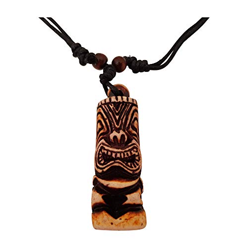 Fancychain Collar Tiki Man Tótem Luau Hula Tallado Surfer Cadena Tribal Ornamento