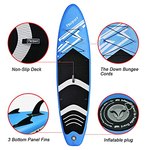 FBSPORT Tabla Sup Hinchable, Tabla de Stand Up Paddling, Tabla Paddle Surf, Tabla de Surf Kit con Remo de Aluminio+Bomba+Asiento de Kayak | Longitud: 320cm