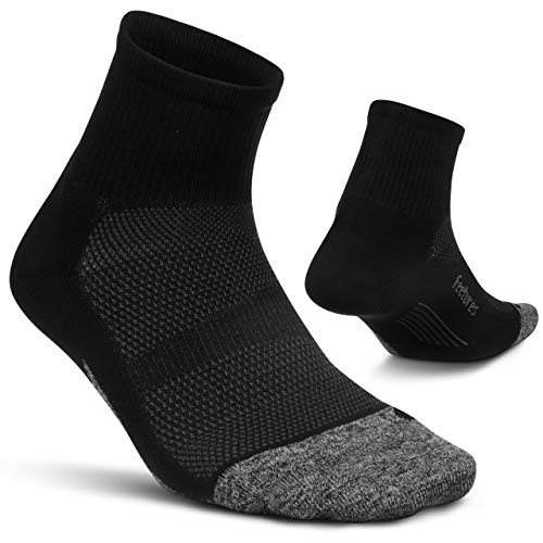 Feetures - Elite Ultra Light - Quarter - Calcetines deportivos para hombres y mujeres - Negro - Talla Mediana