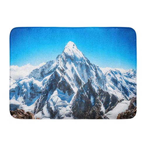 Felpudos Alfombras de baño Alfombrilla para Exteriores/Interiores Monte Azul Pico de montaña Parque Nacional Everest Cordillera de Nepal Nieve Himalaya Decoración de baño Alfombra Alfombra de baño
