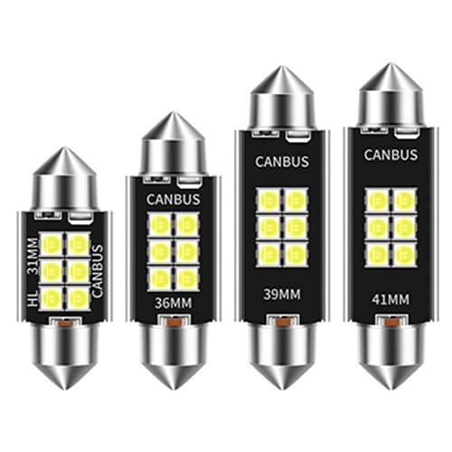 Festoon-31mm / 36mm / 39MM / 41mm C5W C10W Bombillas LED Canbus 3030 6-SMD Sin error Coche Interior Mapa Domo Luces de lectura 12V / 24V 3W Lámpara automática (Blanco cálido, 36MM)