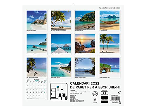 Finocam Imágenes de Pared - Calendario 2022, 30x30 - 300x600 mm, Multicolor (Paisajes Paradisíacos)
