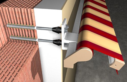 fischer | thermax 16/170 M12 B . Fijación en fachadas o paredes con aislante, para fijación de toldos, estantes, rótulos sin rotura del puente térmico (2 ud)