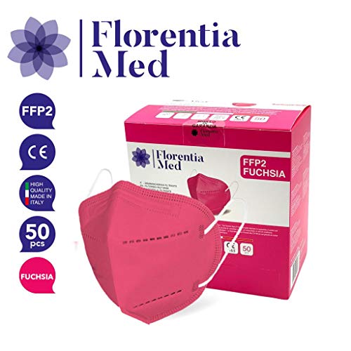 Florentia Med Máscaras FFP2 FUCSIAS MADE IN ITALY con certificación CE Categoría EPI: III, de conformidad con EN 149: 2001 + A1: 2009. FFP2 de 50 piezas Empaquetada y sellada individualmente