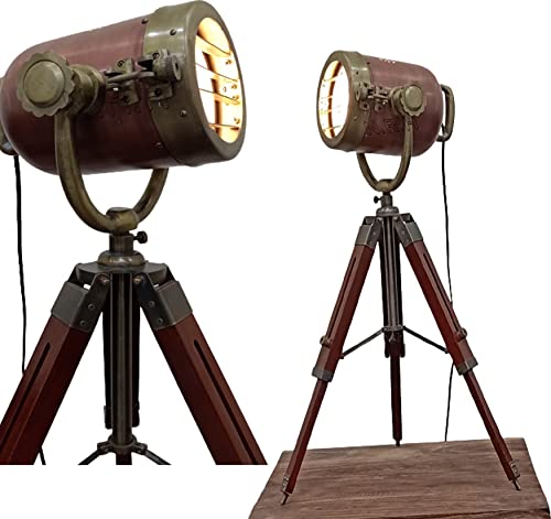 Focos Búsquedas Lámpara de pie de madera Casa de campo Vintage ajustable cine trípode madera lámpara de mesa decoración de oficina