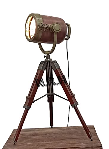 Focos Búsquedas Lámpara de pie de madera Casa de campo Vintage ajustable cine trípode madera lámpara de mesa decoración de oficina