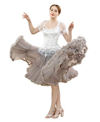 FOLOBE Traje de tutú para Mujer Baile de Ballet Falda hinchada Lujoso Adulto Enagua de Gasa Suave