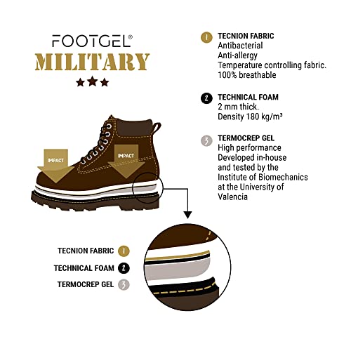 Footgel - Plantilla Edition Militar y Policial – Plantillas Tácticas Combate el dolor de las articulaciones (EUCALIPTO, 39-42)