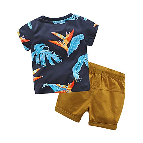 Fossen Ropa Niño Bebe 1-6 años Verano Conjuntos Dibujos Animados de cocodrilo Animal Camiseta Manga Corta y Pantalones Cortos de Cuadros (6 años, Azul)