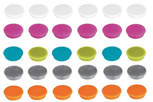 Franken - Imanes para pizarra blanca, nevera, pizarra magnética, colores surtidos: blanco perla, rosa, azul claro, verde claro, plata, naranja, 30 unidades