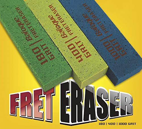 Fret Erasers180 & 400 & 1000 Grit, bloques de goma abrasivos para pulir trastes, juego de 3