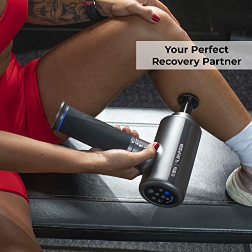 Fuego X9 Heated Massage Gun - Deep Tissue for Muscle Recovery and Relief with 5 Heads and 5 Speed Setting - by Nordic Lifting (Metallic Titanium)
