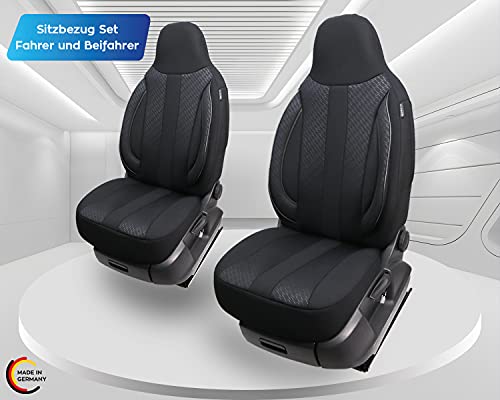 Fundas de Asiento para Coche compatibles con Ford Tourneo, Transit Connect 2 Facelift 2018, para Conductor y copiloto, Color Negro