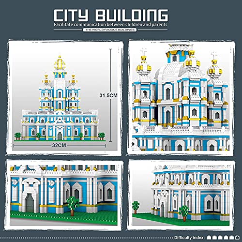 FYHCY Bloques de construcción de Casas modulares, 3737 Bloques de sujeción Casa Arquitectura de la Catedral Smolny Europea Edificio Modular, Modelo de Arquitectura Casa no Compatible con Lego