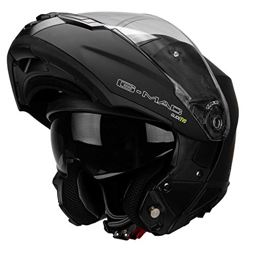 G-MAC Glide Evo - Casco de moto con tapa frontal, color negro satinado