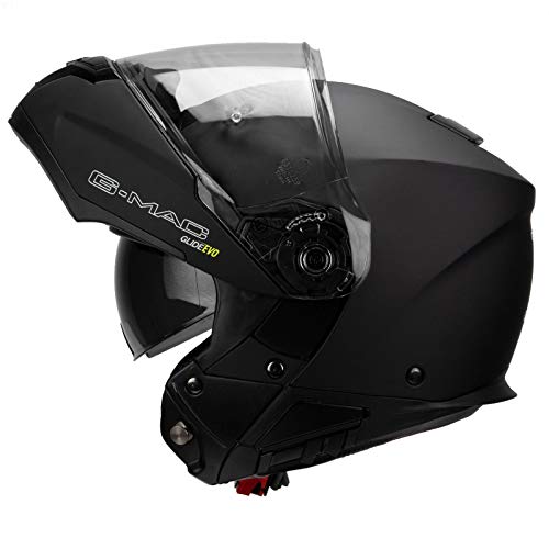 G-MAC Glide Evo - Casco de moto con tapa frontal, color negro satinado