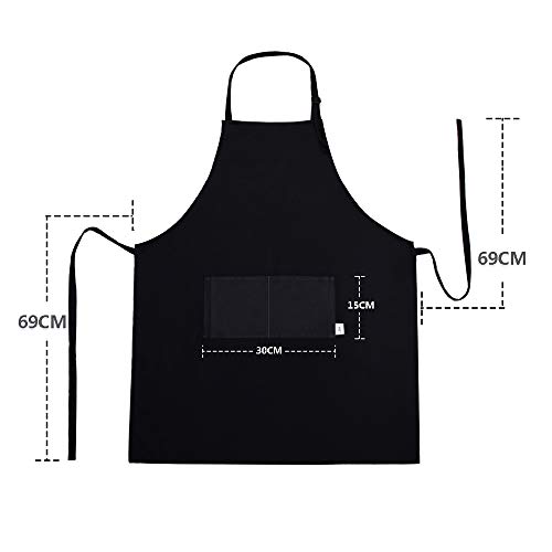 GA Homefavor Juego de 2 Delantal de Cocina con Banda para el Cuello, en Color Negro (70 x 85CM)