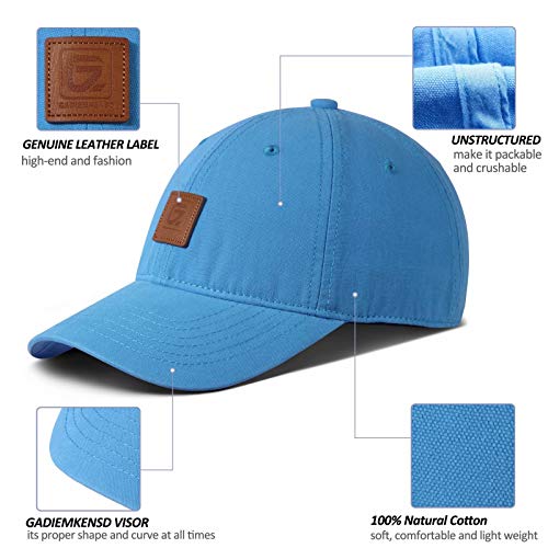 GADIEMKENSD Baseball Cap Summer Polo Dad Hats Mens Outdoor Running Sport Hats Cotton Blank Soft UV Sun Caps Light Breathable Unstructured Trucker Hat for Men Women Girl UPF 50+ Washed Distressed Blue