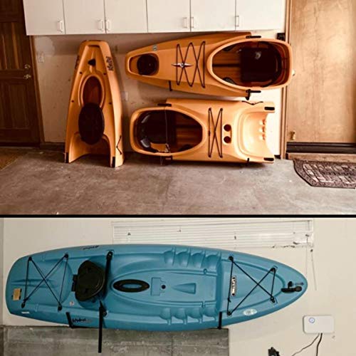 Ganchos para Kayak de Garaje, 4 Rack de Pared para Almacenamiento Interior y Exterior, Para Colgar en la Pared, para Canoa, Tabla de Surf o Snowboard
