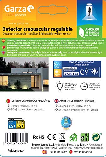 Garza - Detector Crepuscular Regulable para exterior