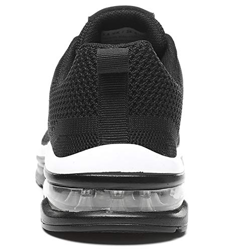 GAXmi Zapatillas Deportivas Mujer Zapatos de Malla Transpirables y Ligeros con Cordones y Cojín de Aire para Running Fitness Potenciar Negro 39 EU