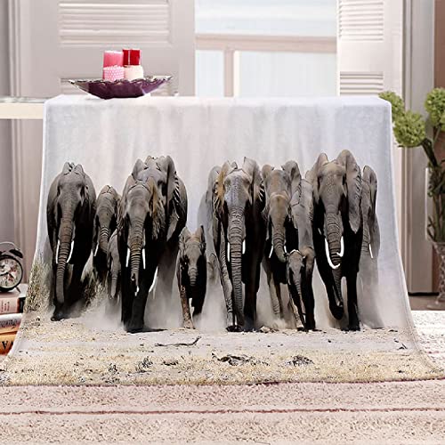 GCYKGL 3D Sherpa Manta Grupo de Elefantes Ultra Suave Franela Manta ​de Cama Cálida Manta de Impresión 3D Esponjoso Suave Franela Felpa Manta para Cubrir Sofá Cama 180x200 cm