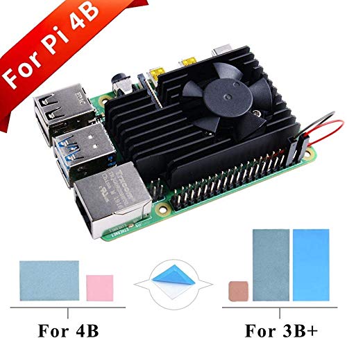 GeeekPi Kit de enfriamiento de Raspberry Pi, disipador de Calor de Aluminio con Ventilador de enfriamiento para Raspberry Pi 4B & 3 B +