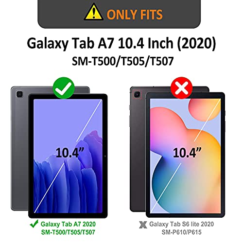 Gerutek Funda Anticaída para Samsung Galaxy Tab A7 10.4" (T500 / T505 T507), Carcasa Rugosa con Soporte Rotación, Correa de Mano/Hombro, Funda Antichoque para Galaxy Tab A7 2020, Negro