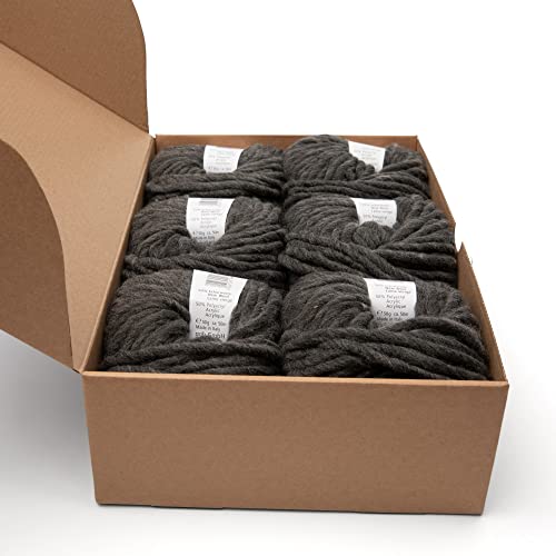 ggh Husky Box – 6 ovillos – Lana gruesa de lana virgen, adecuado para punto o ganchillo – Color 002 antracita jaspeado