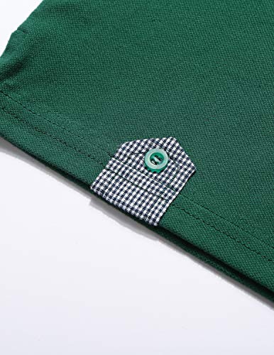 GHYUGR Polo Hombre Manga Larga Camiseta Deporte Clásico Elegante Cuadros Cuello T-Shirt,Verde,L