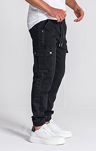 Gianni Kavanagh Black GK Laser Cargo Jeans, XL Mens
