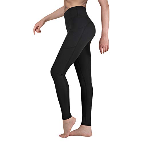 GIMDUMASA Pantalón Deportivo de Mujer Cintura Alta Leggings Mallas para Running Training Fitness Estiramiento Yoga y Pilates GI188(Negro,XXL)
