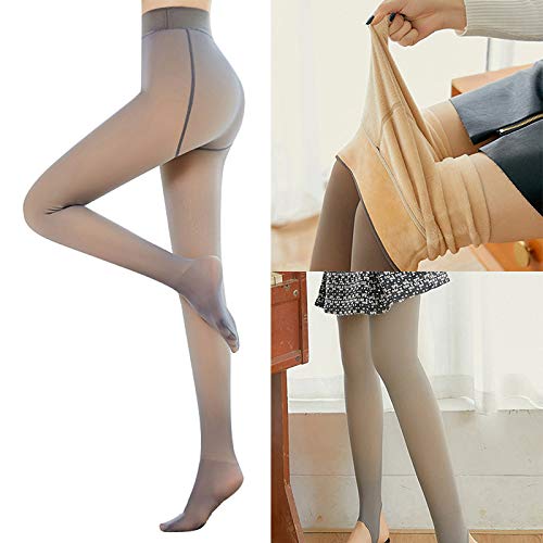 Gizayen Legs Fake Translucent Warm Fleece Pantyhose Slim Stretchy for Winter Outdoor Women Thick Winter Thermal Tights Butt Lifting High Waisted Pantyhose