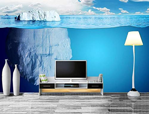 Glaciares antárticos, grandes murales, paisajes de hielo, fondo de sofá de TV, pintura azul del océano, decoración de paisajes antárticos, 200 × 175 cm