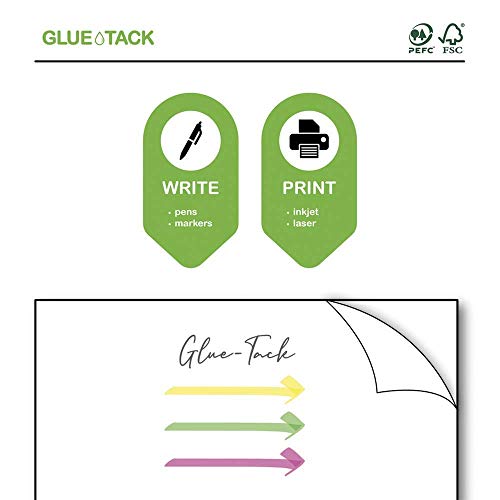 Gluetack –Etiquetas Adhesivas 210 x 148'5mm - A4 | 25 Folios Adhesivos-2 Etiqueta/Hoja–50 Etiquetas | Papel de Pegatina para Imprimir