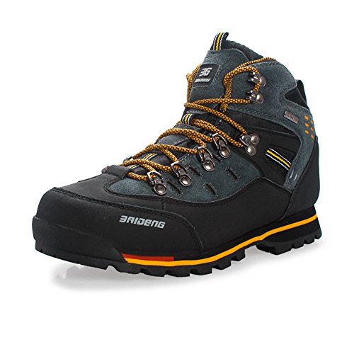 Gomnear de los Hombres Botas de montaña Alta Subida Trekking Zapatos Antideslizante Respirable Impermeable para Caminar Alpinismo (UK8.5/EU44, Amarillo Negro)