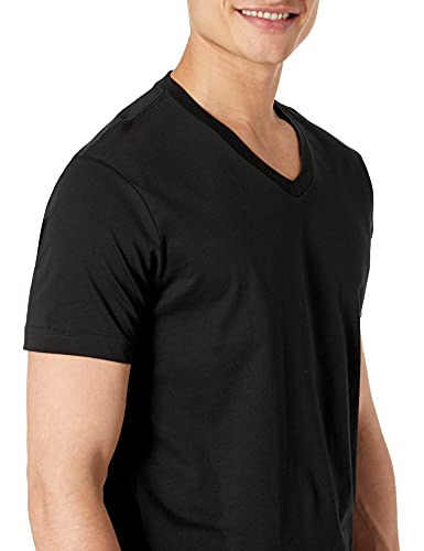Goodthreads Short-Sleeve V-Neck Cotton T-Shirt Camiseta, Negro (black), Large