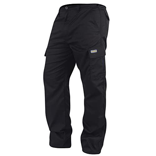 Goodyear Workwear GYPNT001 - Pantalones de trabajo de seguridad con múltiples bolsillos, clásicos, color negro/azul cobalto, talla 34/REG