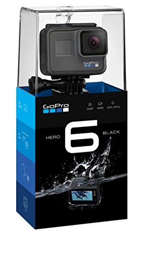 GoPro Hero6 Videocámara de acción (4K, 12 MP, resistente y sumergible hasta 10m sin carcasa, pantalla táctil 2"), Negro