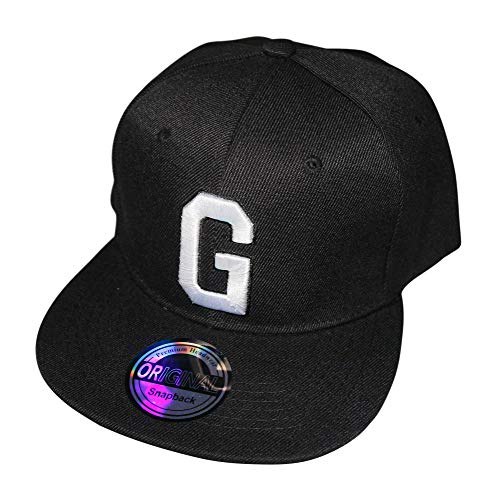 Gorra con letras iniciales, color blanco y negro, G, Talla única