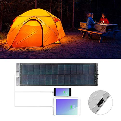 Goshyda Cargador Solar, Panel Solar Plegable Enrollable Portátil para Exteriores USB2.0 Cargador 5V con Larga Vida útil para Exteriores(Negro)