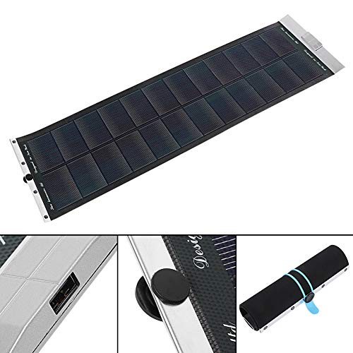 Goshyda Cargador Solar, Panel Solar Plegable Enrollable Portátil para Exteriores USB2.0 Cargador 5V con Larga Vida útil para Exteriores(Negro)
