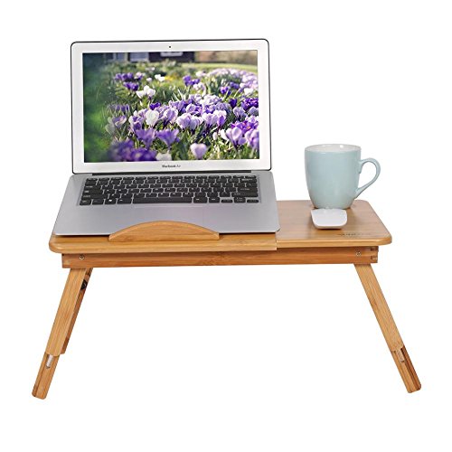 GOTOTOP Mesa para portátil de bambú Mesa de Cama, Mesa para portátil,Mesa para PC, Escritorio para Cama, Bandeja para PC,30 x 50 x 20 cm