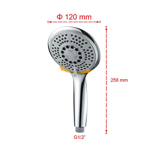 GRIFEMA - Alcachofa de ducha, ducha mano Grande, 5 chorros, 120 mm, Cromo [Exclusivo en Amazon]