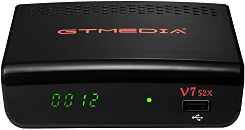 GTMedia Decodificador Satélite V7 DVB-S/S2/S2X, Receptor Satélite Digital Full HD 1080P con Antena Wi-Fi USB AVS + VCM/ACM/Multi-Stream/T2MI, Soporte CCCam, Youtube, Biss Auto Roll, V7S HD Upgrade