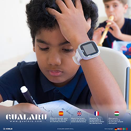 GUALARU Reloj Inteligente 2G para niños con Chat, Llamadas, localizacion GPS (Blanco)