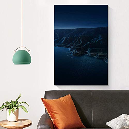 GUKEY Póster decorativo de paisaje de las montañas del mar Costa de la Montaña del Mar Póster de la pared de la sala de estar o dormitorio, 40 x 60 cm